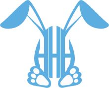 Stylized Blue Rabbit Logo with a Paw Print
