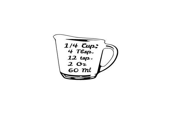 Measuring Cup with Volume Measurements.