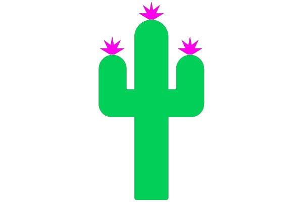 Green Cactus with Pink Flowers