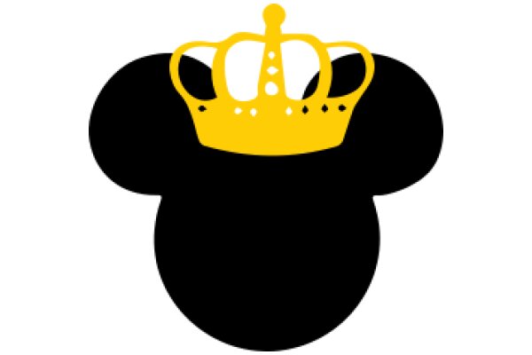 A Simplistic Logo: A Black Mickey Mouse Ear with a Yellow Crown on Top