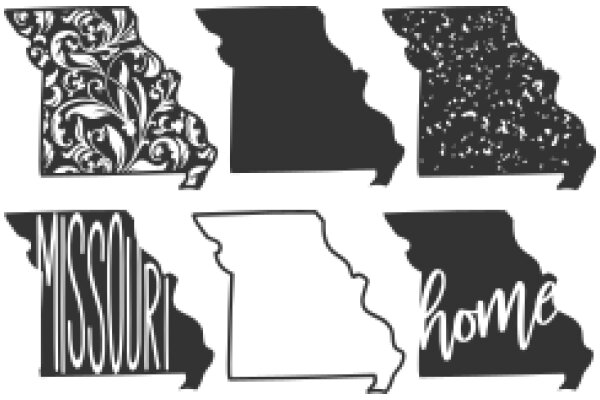 A Collection of State Silhouettes and Words, Each Representing a Different State