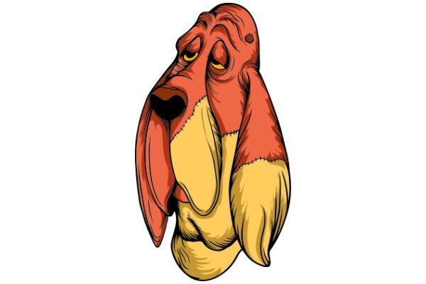 A Whimsical Illustration of a Dog-like Character with a Distinctive Red and Yellow Color Scheme.