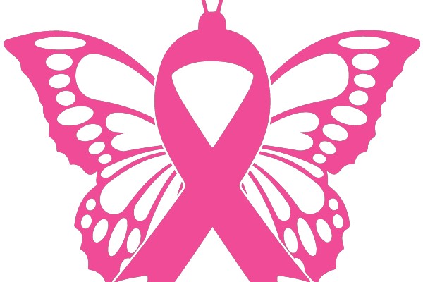 Pink Butterfly with Breast Cancer Awareness Ribbon