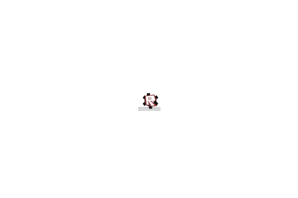 A red and white logo with a starburst design.
