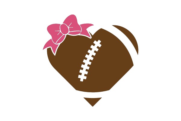 Football Heart with Pink Bow