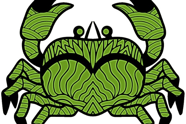 Vibrant Green Crab with Black Antennae and Claws