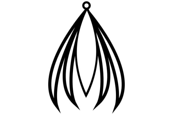 Stylized Black Abstract Art with a Curved Line and a Circle at the Bottom