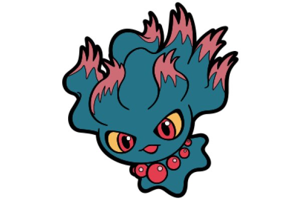 Stylized Cartoon Character with Flames and Jewels