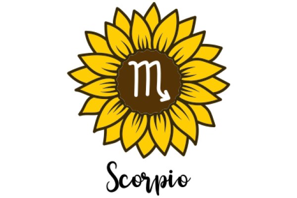 Stylized Logo of Scorpio with a Sunflower Design