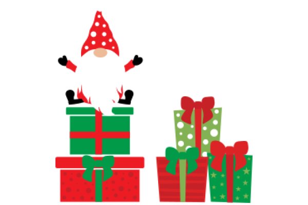 A Festive Scene of Christmas Gifts and a Gnome Mascot