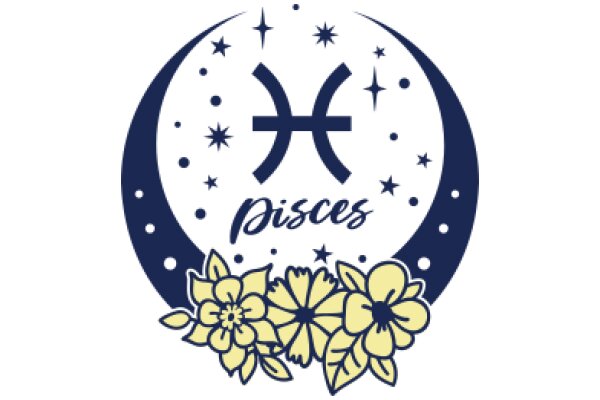 Astrological Sign for Pisces: A Design Combining the Symbol of the Fish with the Constellation of the Moon and Stars