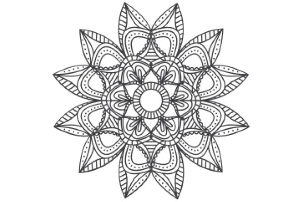 Stylized Floral Design: A Line Drawing