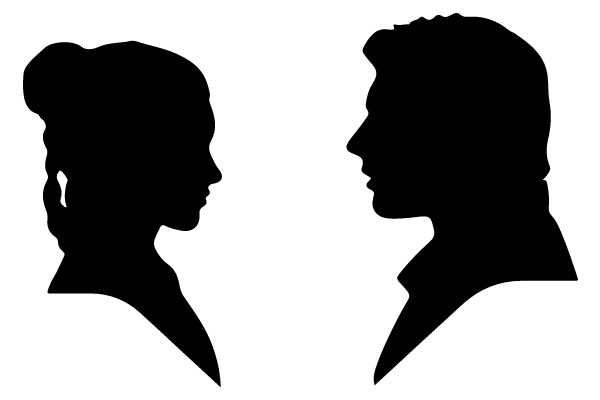 Silhouette of a Woman and a Man
