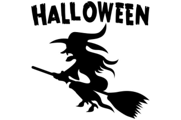 Halloween: A Silhouette of a Witch and a Broomstick