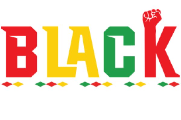 Vibrant Logo of the Word 'BLACK' with a Fist Symbolizing Strength and Resistance