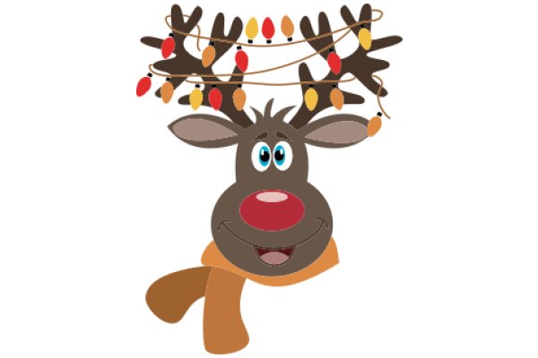 A Festive Reindeer with a Christmas Tree Garland