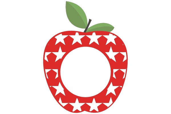 Star-Encircled Apple with Green Leaf