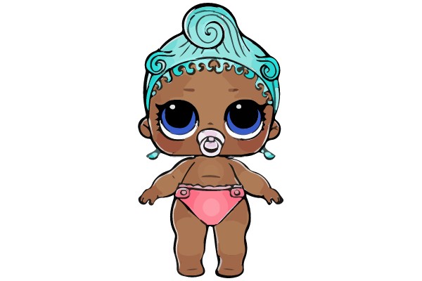 African American Doll in Pink Swimsuit.