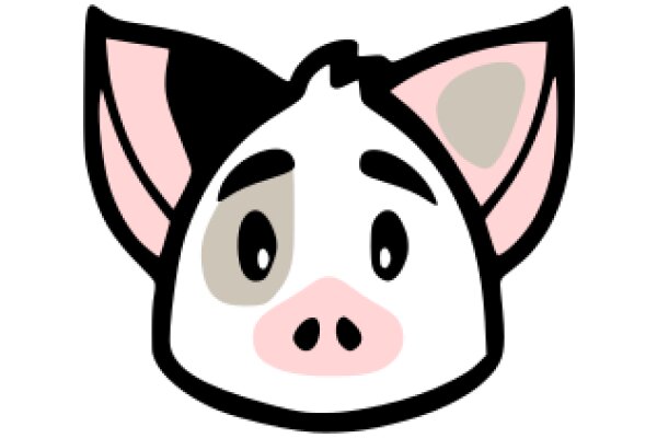 A Whimsical Cartoon of a Pig-like Character with Pink Ears and a Smile