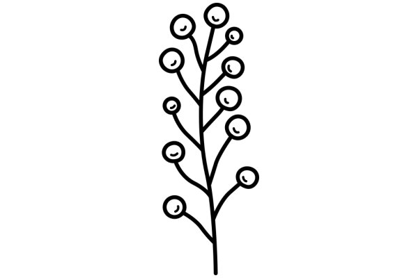 Simplistic Line Drawing of a Tree with Smiley Faces for Leaves