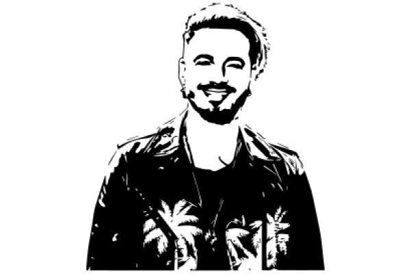 Stylish Silhouette of a Man with a Beard and Tattoos