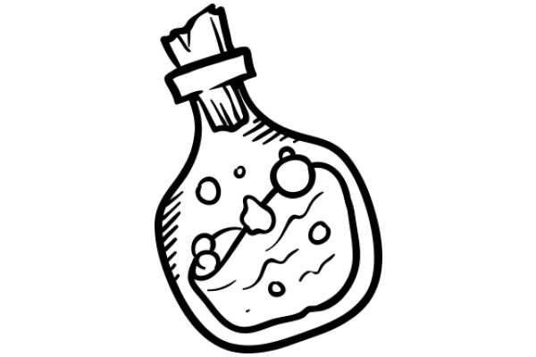 A Whimsical Illustration of a Bottle with a Cork and a Flower