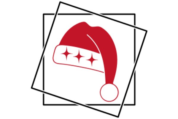 Festive Holiday Icon: A Red Santa Hat with White Stars and a White Ball