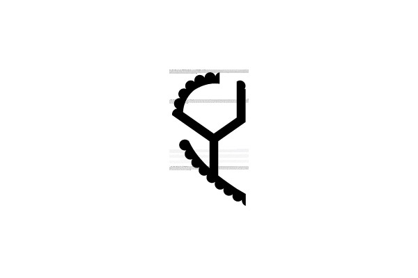 A stylized black scythe with a wavy edge on the handle.