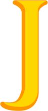 A Simple, Solid Letter 'J' in a Bright Yellow Color