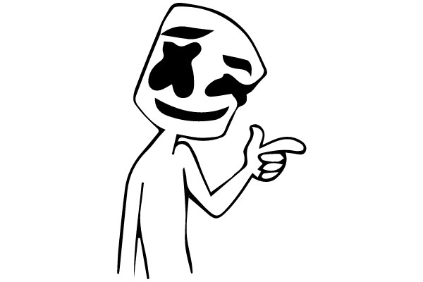 Smiling Stick Figure with Pointing Hand