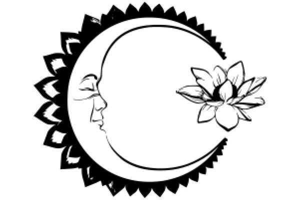 Moonlit Serenade: ACrescent Moon and a Flower