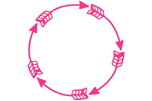 A Pink Arrow with a White Leaf Design