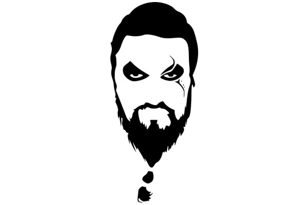 Stylized Portrait of a Man with a Beard and Mustache, Featuring a Dramatic Expression and a Tear Drop