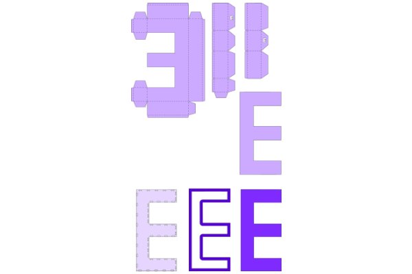 3D Purple Letter E with Purple Outline