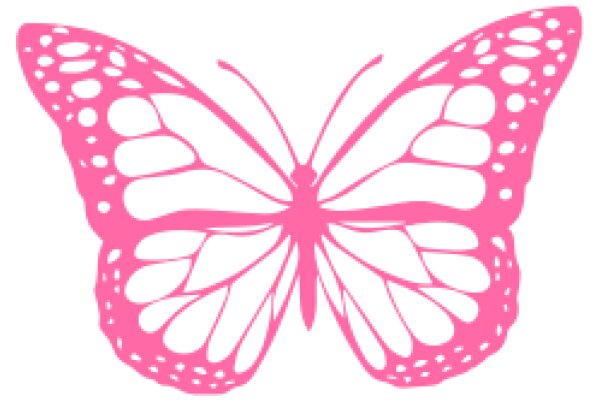 Pink Butterfly Silhouette on a White Background