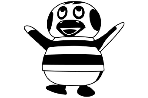 A Playful Cartoon of a Stylized Character with a Big Smile and Wide Eyes.