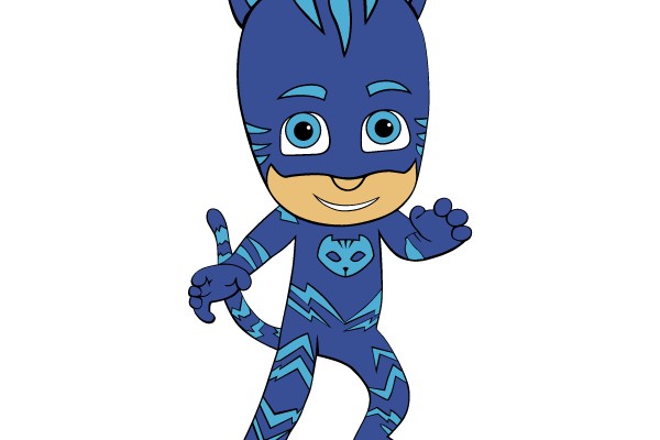 Cat-themed Character with Blue and Yellow Accents
