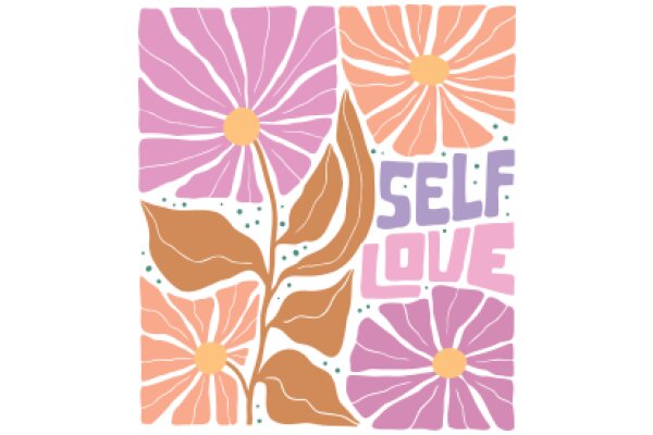 Floral Artwork with the Words 'Self Love' in a Stylized Font