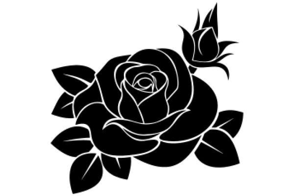 Elegant Black Rose with Leaves