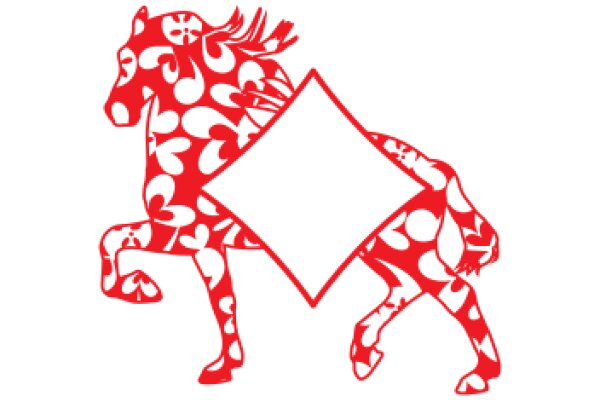 Vivid Red Horse with a White Diamond, Standing on a White Background