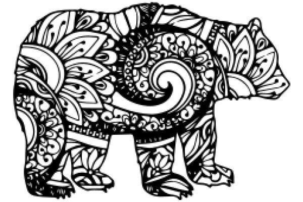 Stylized Bear Design with Floral Patterns