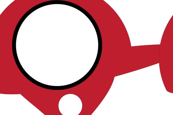 Red and White Icon with Circular and Curved Shapes