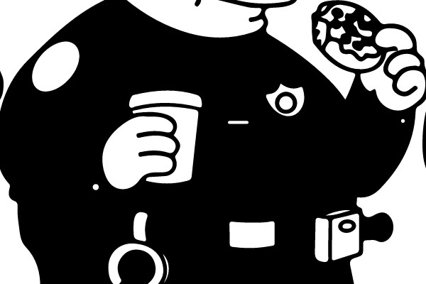Break Time: Officer Enjoying a Donut and Coffee