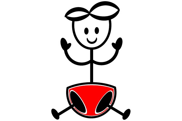 Joyful Stick Figure in Red Underwear