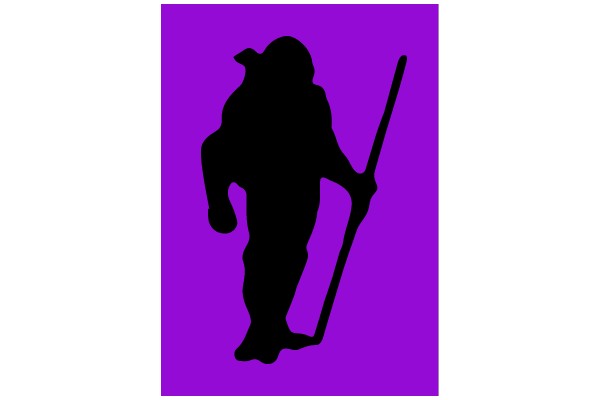 Silhouette of a Person with a Walking Cane