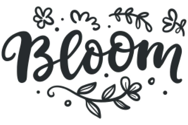 Stylized Flower Bouquet with the Word 'Bloom' in a Vintage Script