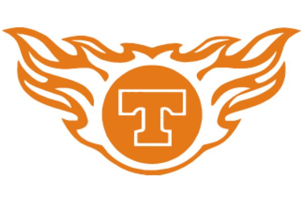 Vibrant Orange and White Logo with a Flame Design and a Letter 'T' Inside