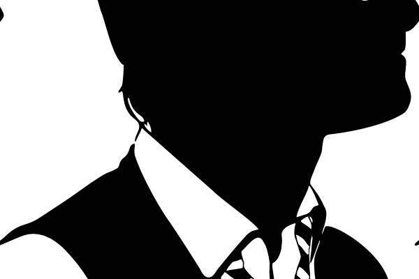 Silhouette of a Dapper Gent in a Vest and Tie