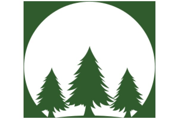 A Symbol of Nature's Beauty: A Green and White Logo of Three Trees and a Moon