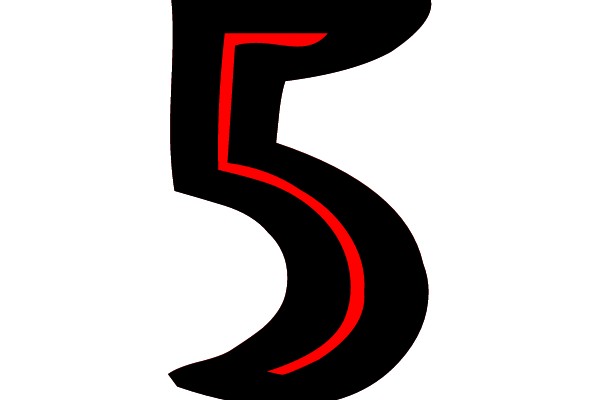 Bold Red Outline of the Number 5